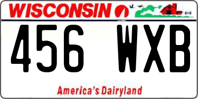 WI license plate 456WXB