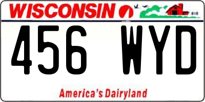 WI license plate 456WYD