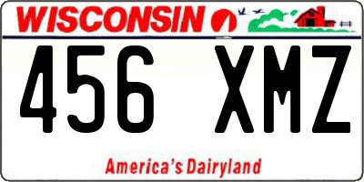 WI license plate 456XMZ