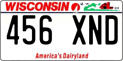 WI license plate 456XND