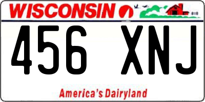 WI license plate 456XNJ