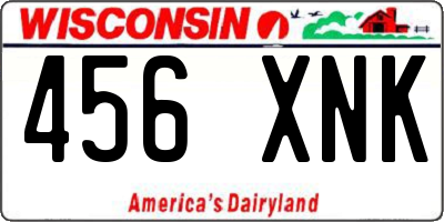 WI license plate 456XNK