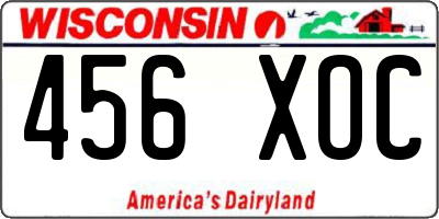 WI license plate 456XOC