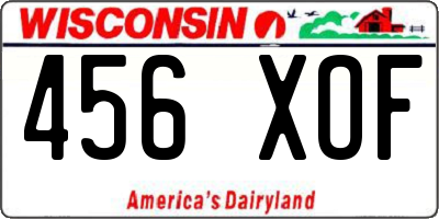 WI license plate 456XOF