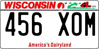 WI license plate 456XOM