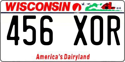 WI license plate 456XOR