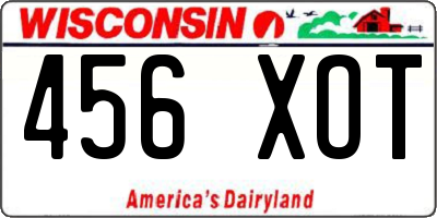 WI license plate 456XOT