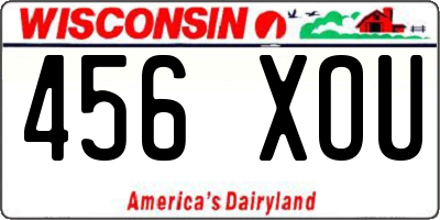 WI license plate 456XOU