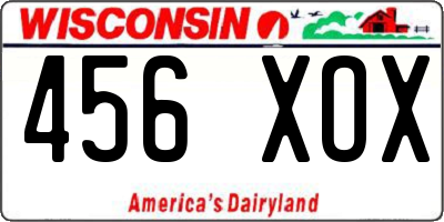 WI license plate 456XOX