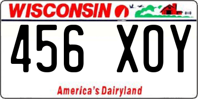 WI license plate 456XOY