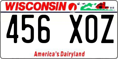 WI license plate 456XOZ
