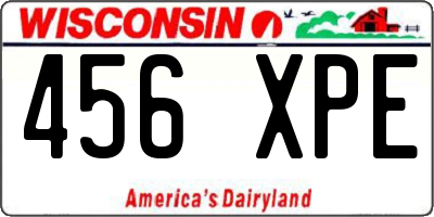 WI license plate 456XPE