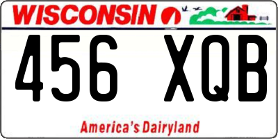 WI license plate 456XQB