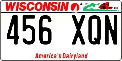 WI license plate 456XQN