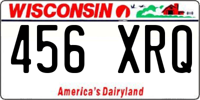 WI license plate 456XRQ