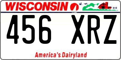 WI license plate 456XRZ