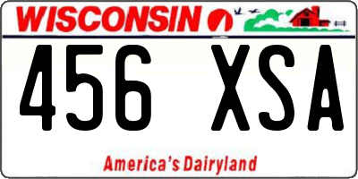 WI license plate 456XSA