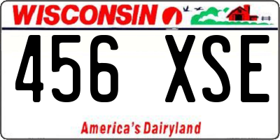 WI license plate 456XSE