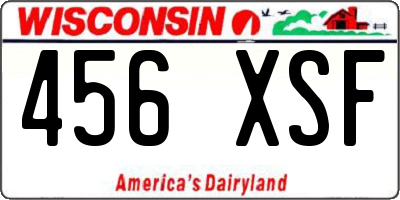 WI license plate 456XSF