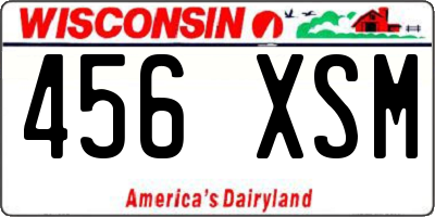 WI license plate 456XSM