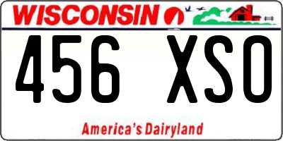 WI license plate 456XSO