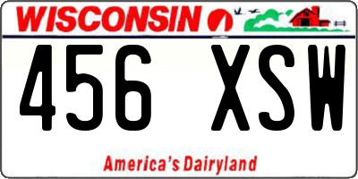 WI license plate 456XSW