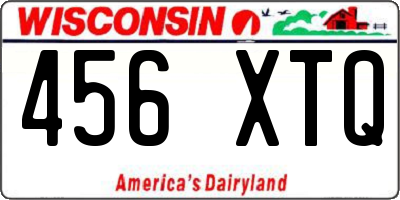 WI license plate 456XTQ