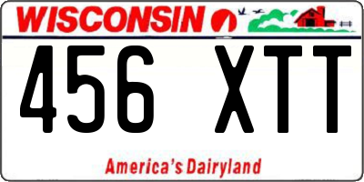 WI license plate 456XTT