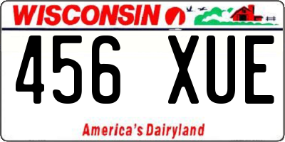 WI license plate 456XUE
