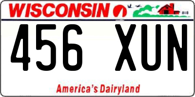 WI license plate 456XUN