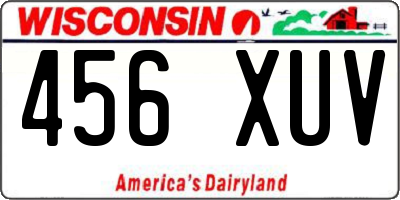 WI license plate 456XUV