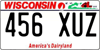 WI license plate 456XUZ