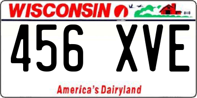 WI license plate 456XVE