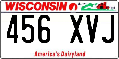 WI license plate 456XVJ