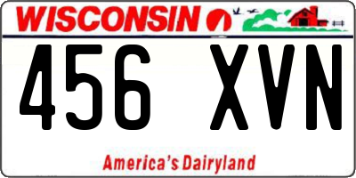 WI license plate 456XVN