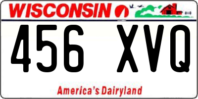 WI license plate 456XVQ