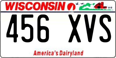 WI license plate 456XVS