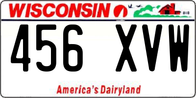 WI license plate 456XVW