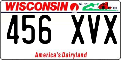 WI license plate 456XVX
