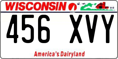 WI license plate 456XVY