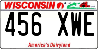 WI license plate 456XWE