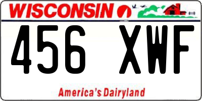 WI license plate 456XWF