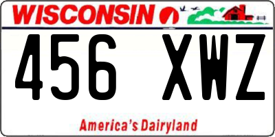 WI license plate 456XWZ