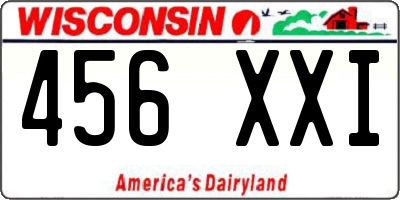 WI license plate 456XXI