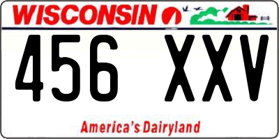 WI license plate 456XXV