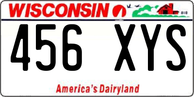 WI license plate 456XYS