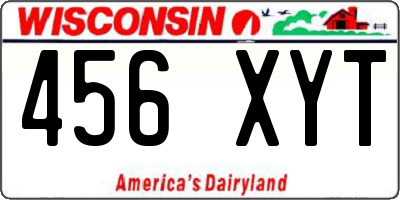 WI license plate 456XYT