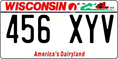 WI license plate 456XYV