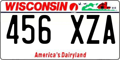 WI license plate 456XZA
