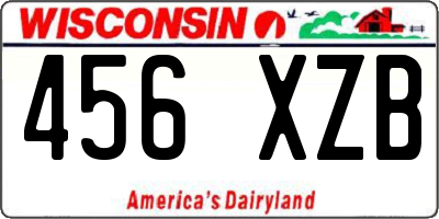 WI license plate 456XZB